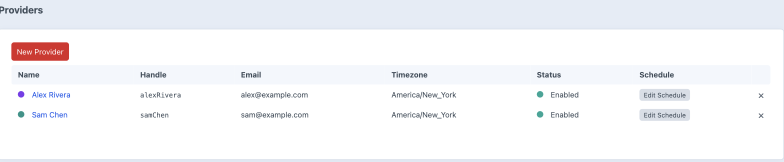 Stub providers list in the Craft control panel